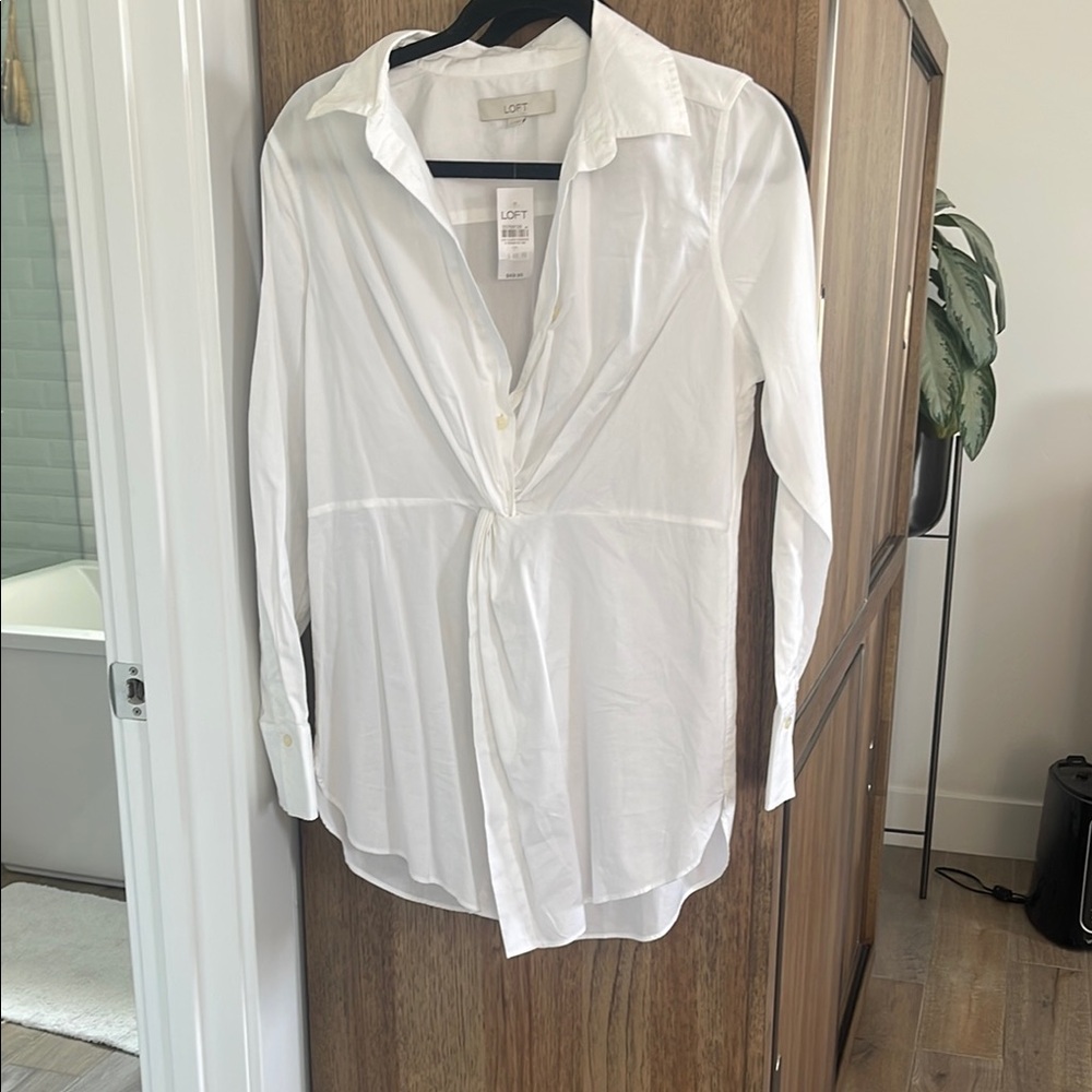 LOFT White Button Down Shirt